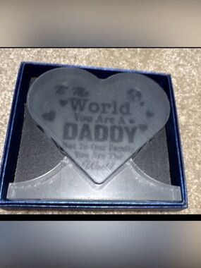 Heart-Shaped Glass Keepsake - "To The World You Are A Daddy"
